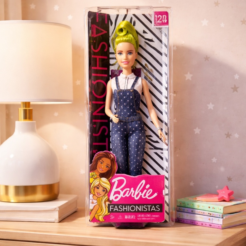 Barbie Fashionistas Doll #124 with a petite body, green shaved mohawk hair